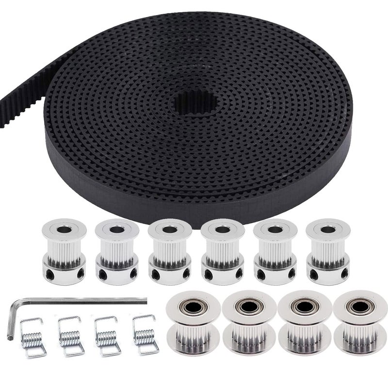 Zeelo 5M GT2 Timing Belt 10mm Width + 6pcs 20 Teeth 5mm Bore Timing Pulley Wheel + 4pcs 20 Tooth Bore 5mm Idler+4pcs Tensioner Spring Torsion,for 3D Printer - Image 1